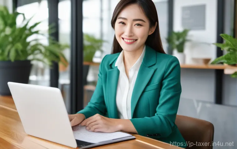 세무사와 금융 세무 관리 - **Prompt:** A friendly and approachable female Japanese tax accountant, in a modern, stylish busines...