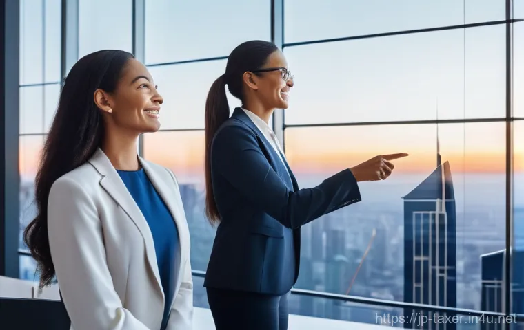 세무사와 비즈니스 의사결정 지원 - **Prompt:** A diverse, professional female tax accountant in modern business attire, confidently sta...