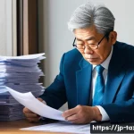 세무사 실패 사례 분석 - **Prompt:** A senior Japanese tax accountant, in his late 60s, with a slightly rumpled suit and tie,...