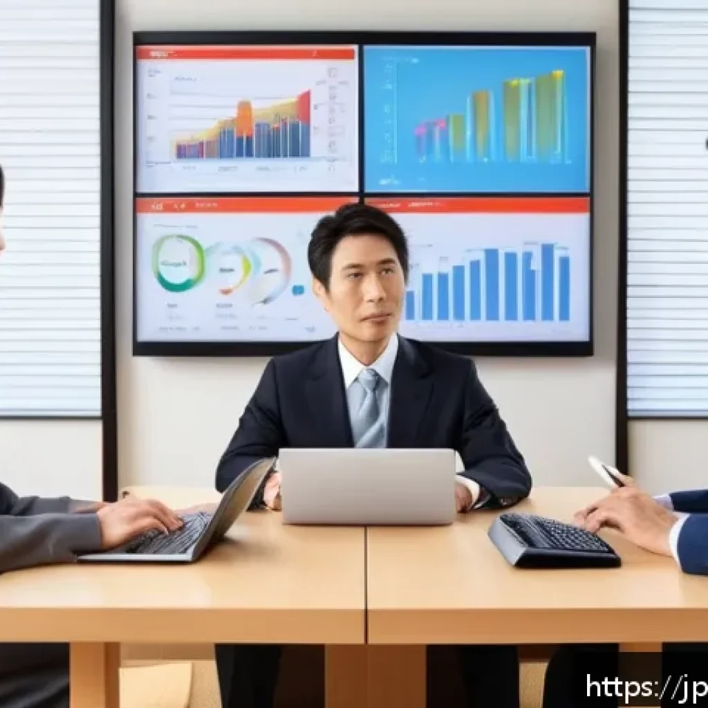 세무사 자격증 취득 후 진로 - A modern Japanese tax consultant office scene, showing a professional Japanese male tax accountant i...